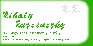 mihaly ruzsinszky business card